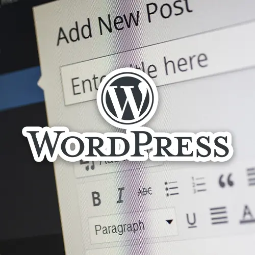 Photo de la page de création d'articles WordPress avec son logo pas dessus